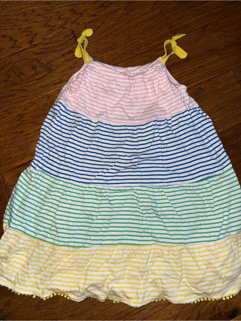 Boden Pink and White Striped Kids Tank with Yellow Tie
